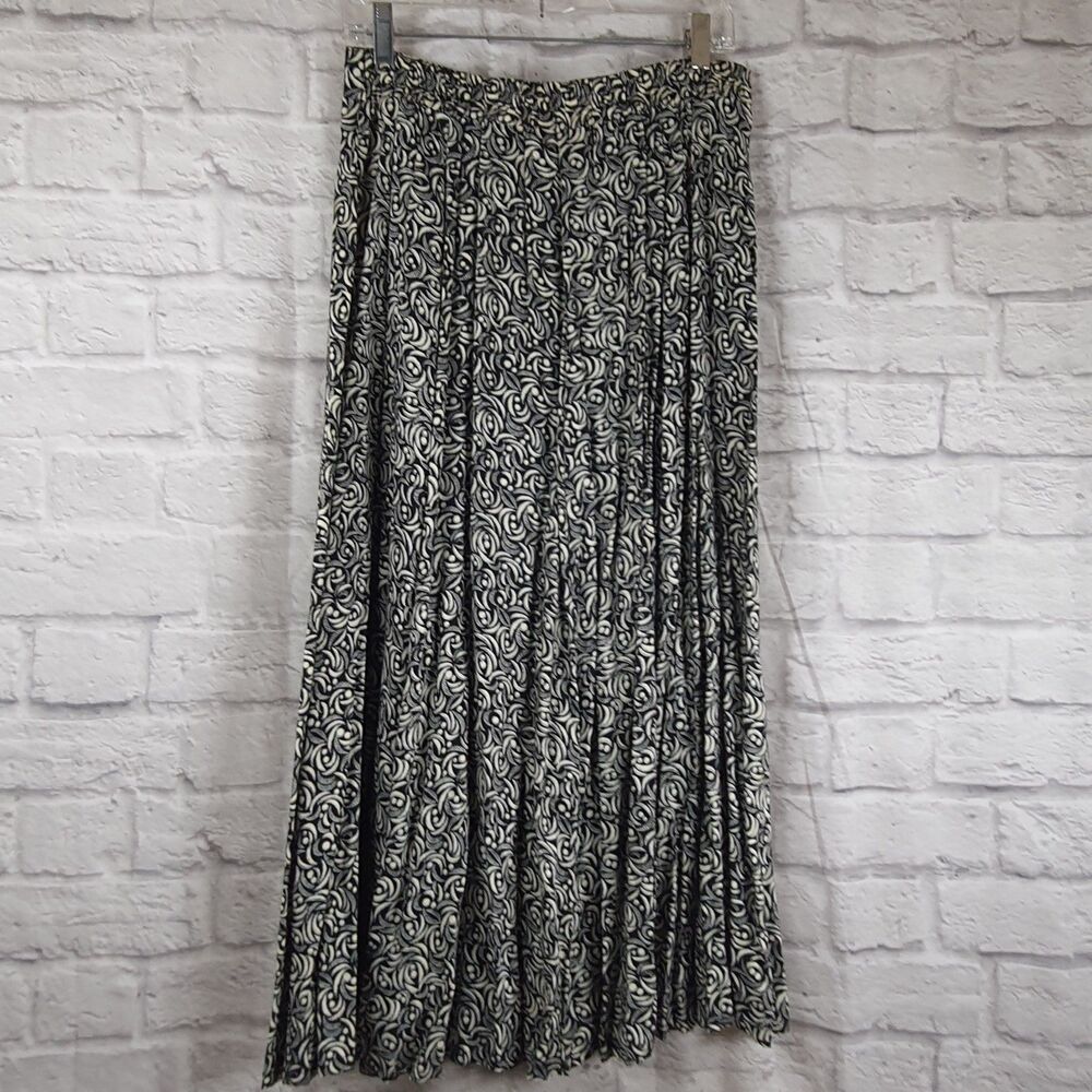 Vtg Bobbie Brooks Skirt Womens Medium Pleated Maxi Button Front Elastic Waist